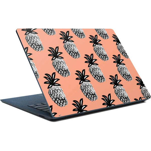 Bouffants and Broken Hearts Gray Scale Pineapple Surface Laptop Skin